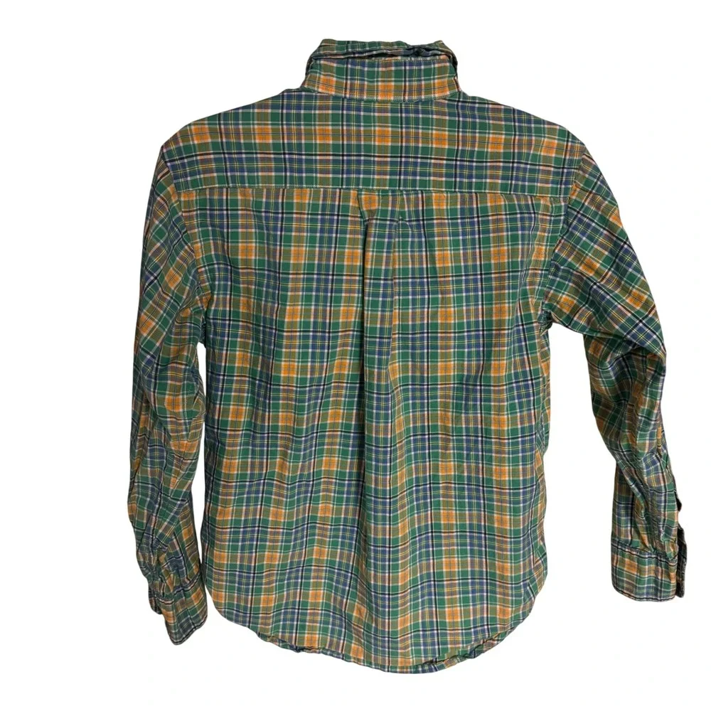Ralph Lauren Boys Green Yellow Plaid‎ Button Down Shirt Size S 8 10 Long Sleeve